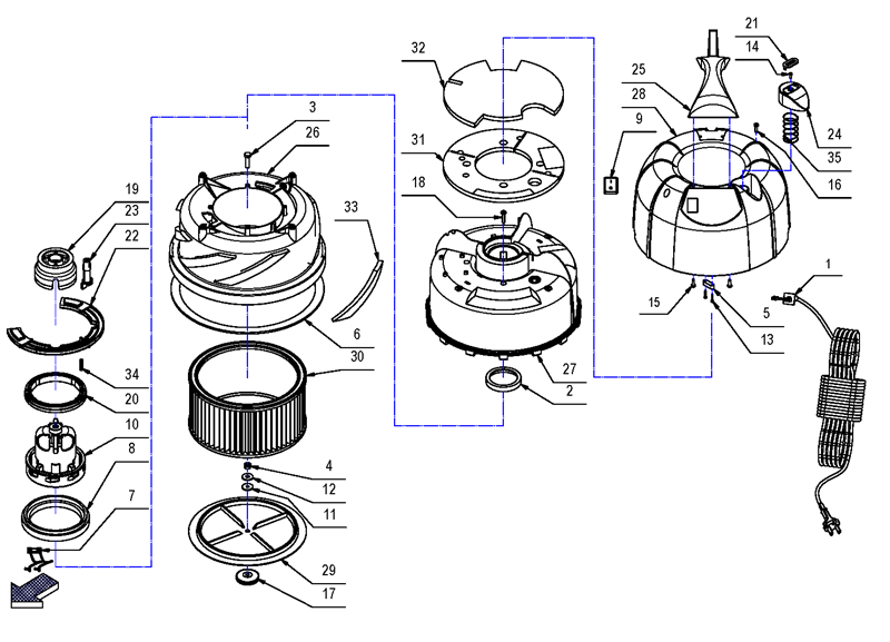 AVac12_Vacuum Motor and Cover Assembly Diagram